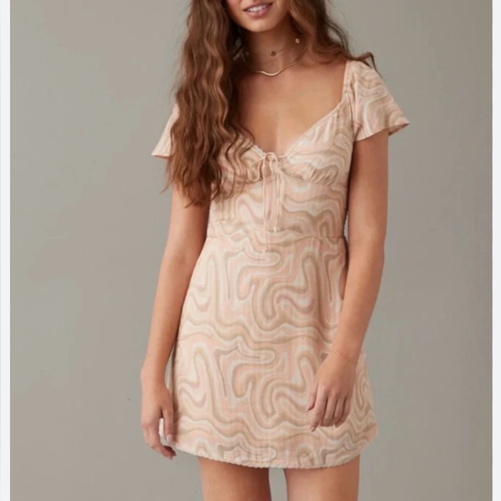 American Eagle Flutter Sleeve Coset Mini Dress